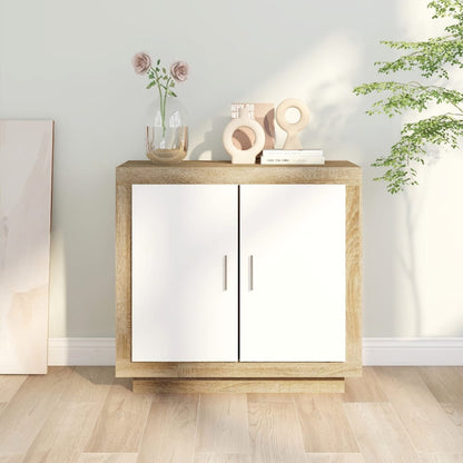 Berkfield Sideboard White and Sonoma Oak 80x40x75 cm Engineered Wood