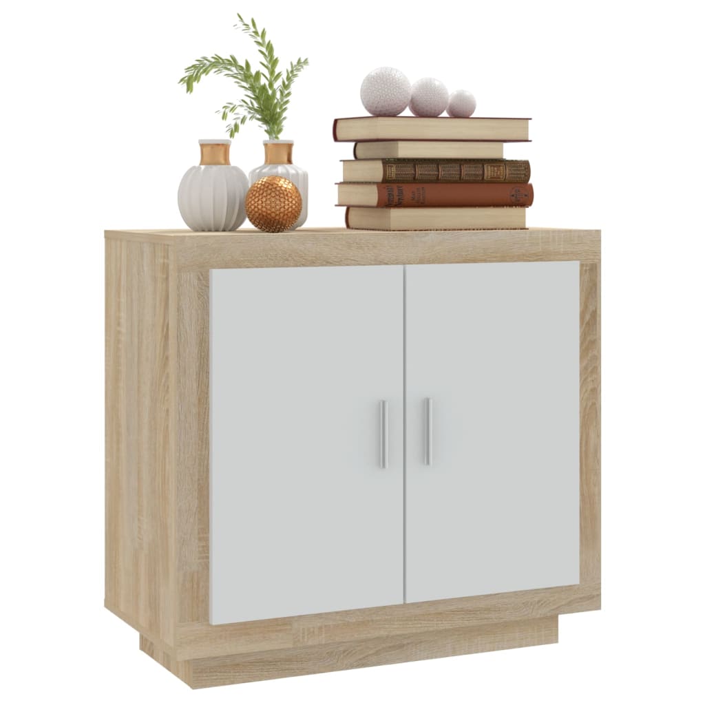 Berkfield Sideboard White and Sonoma Oak 80x40x75 cm Engineered Wood
