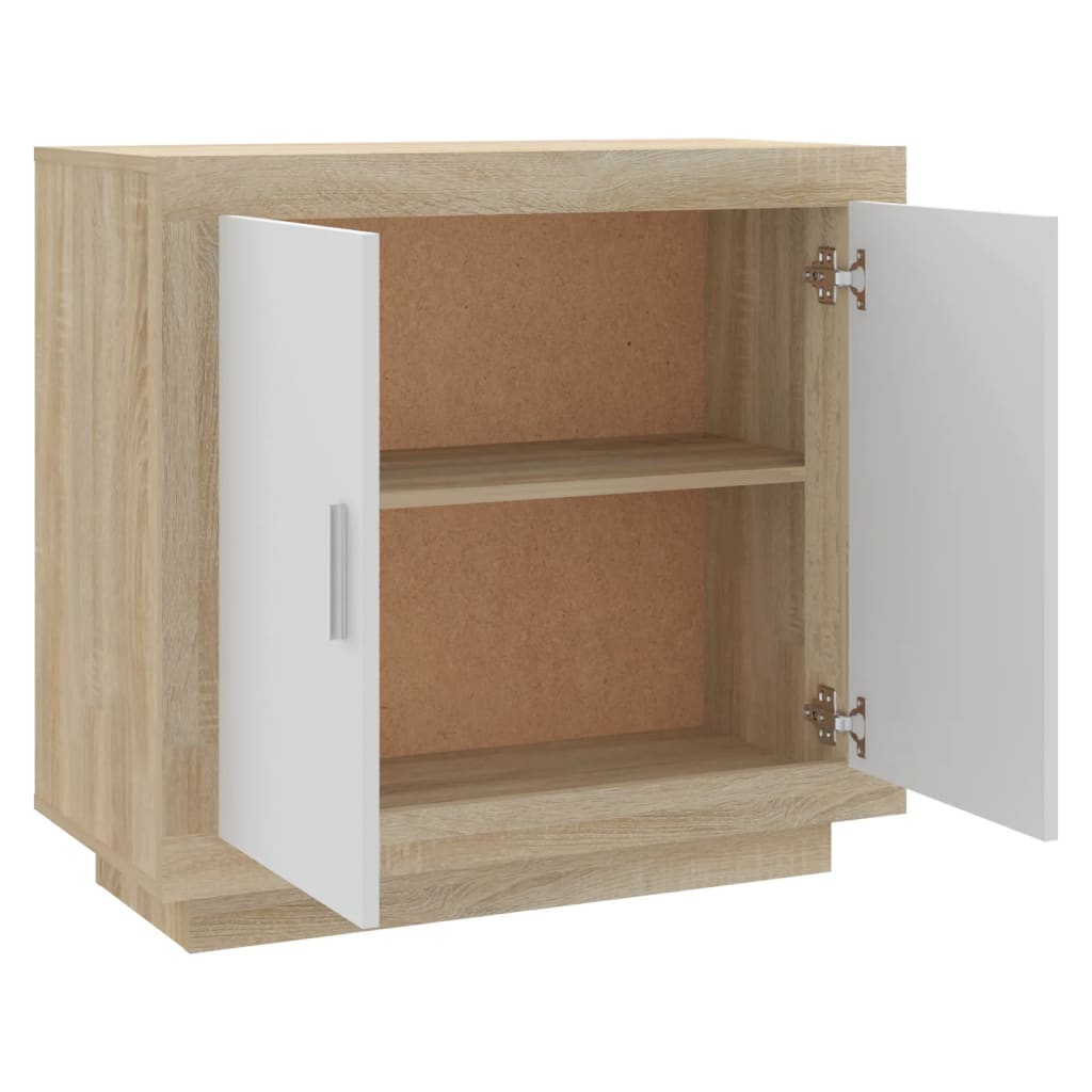 Berkfield Sideboard White and Sonoma Oak 80x40x75 cm Engineered Wood