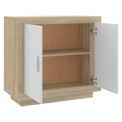 Berkfield Sideboard White and Sonoma Oak 80x40x75 cm Engineered Wood