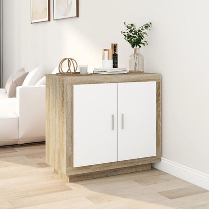 Berkfield Sideboard White and Sonoma Oak 80x40x75 cm Engineered Wood