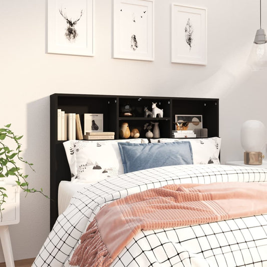 Berkfield Headboard Cabinet Black 120x19x103.5 cm