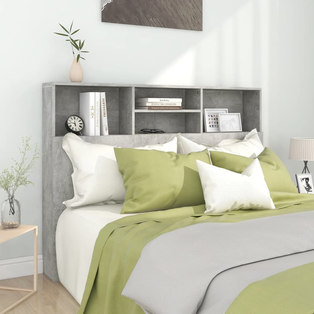 Berkfield Headboard Cabinet Concrete Grey 140x19x103.5 cm
