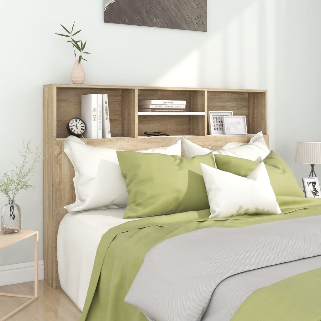 Berkfield Headboard Cabinet White and Sonoma Oak 140x19x103.5 cm
