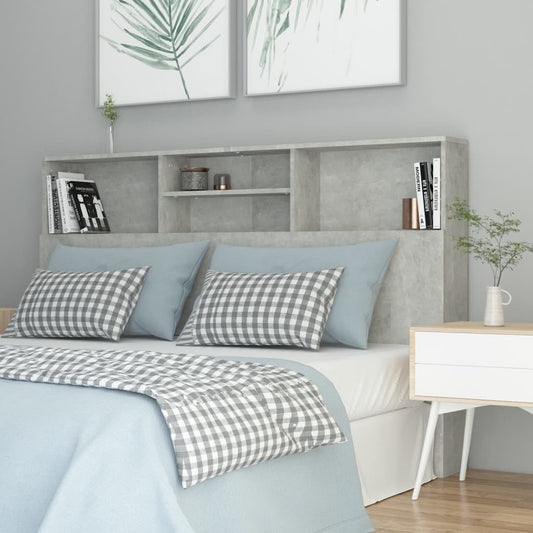 Berkfield Headboard Cabinet Concrete Grey 160x19x103.5 cm
