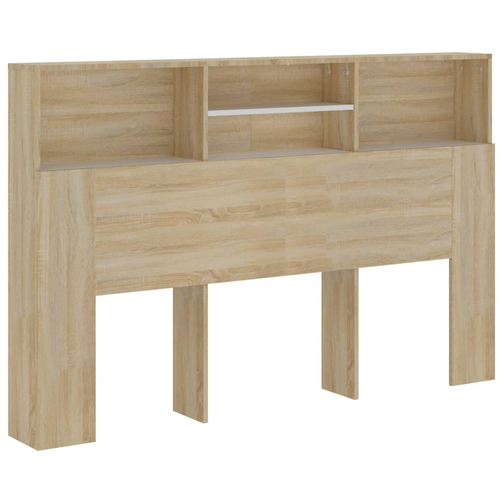Berkfield Headboard Cabinet White and Sonoma Oak 160x19x103.5 cm
