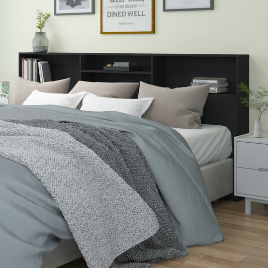 Berkfield Headboard Cabinet Black 220x19x103.5 cm