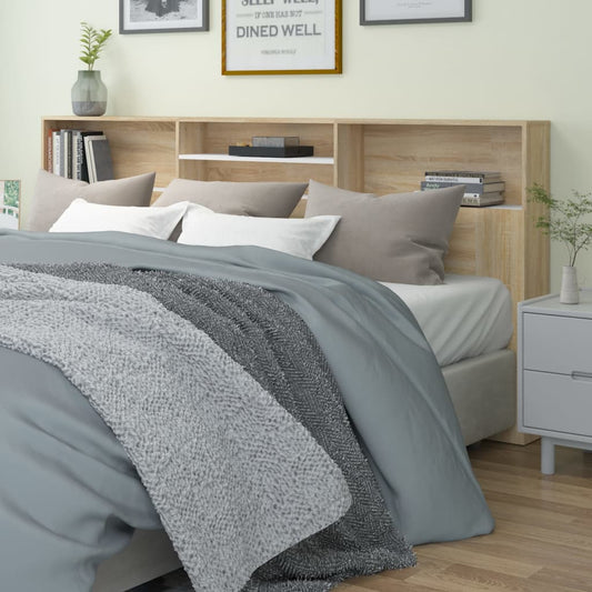 Berkfield Headboard Cabinet White and Sonoma Oak 220x19x103.5 cm
