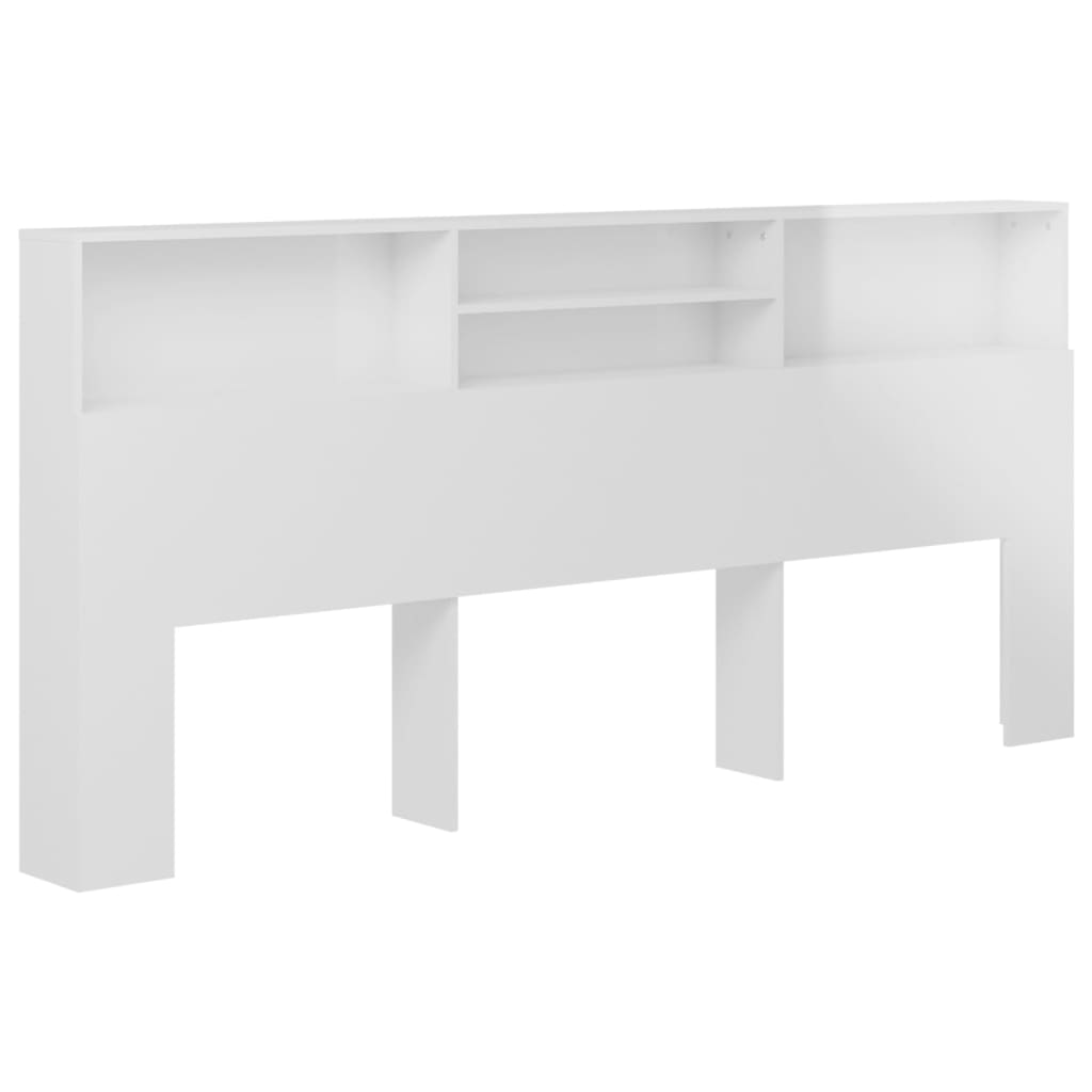 Berkfield Headboard Cabinet High Gloss White 220x19x103.5 cm