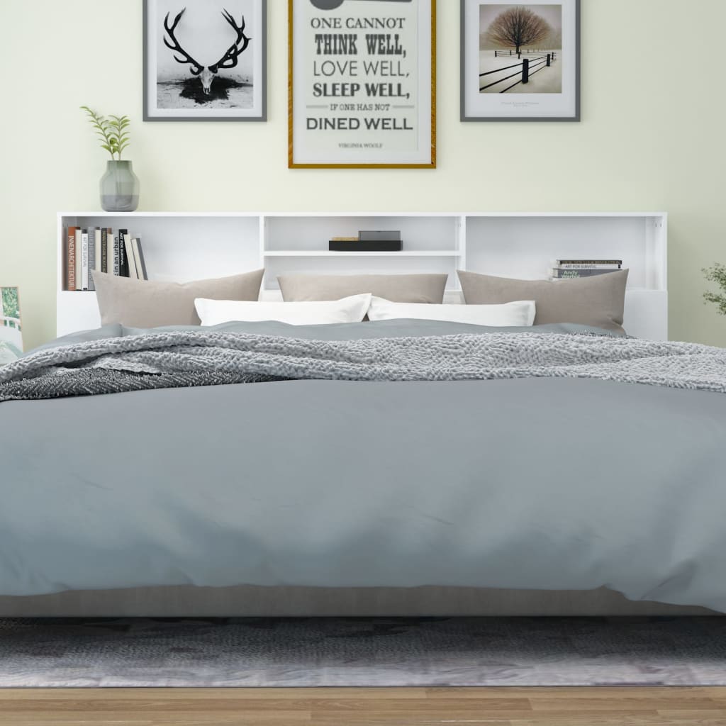 Berkfield Headboard Cabinet High Gloss White 220x19x103.5 cm