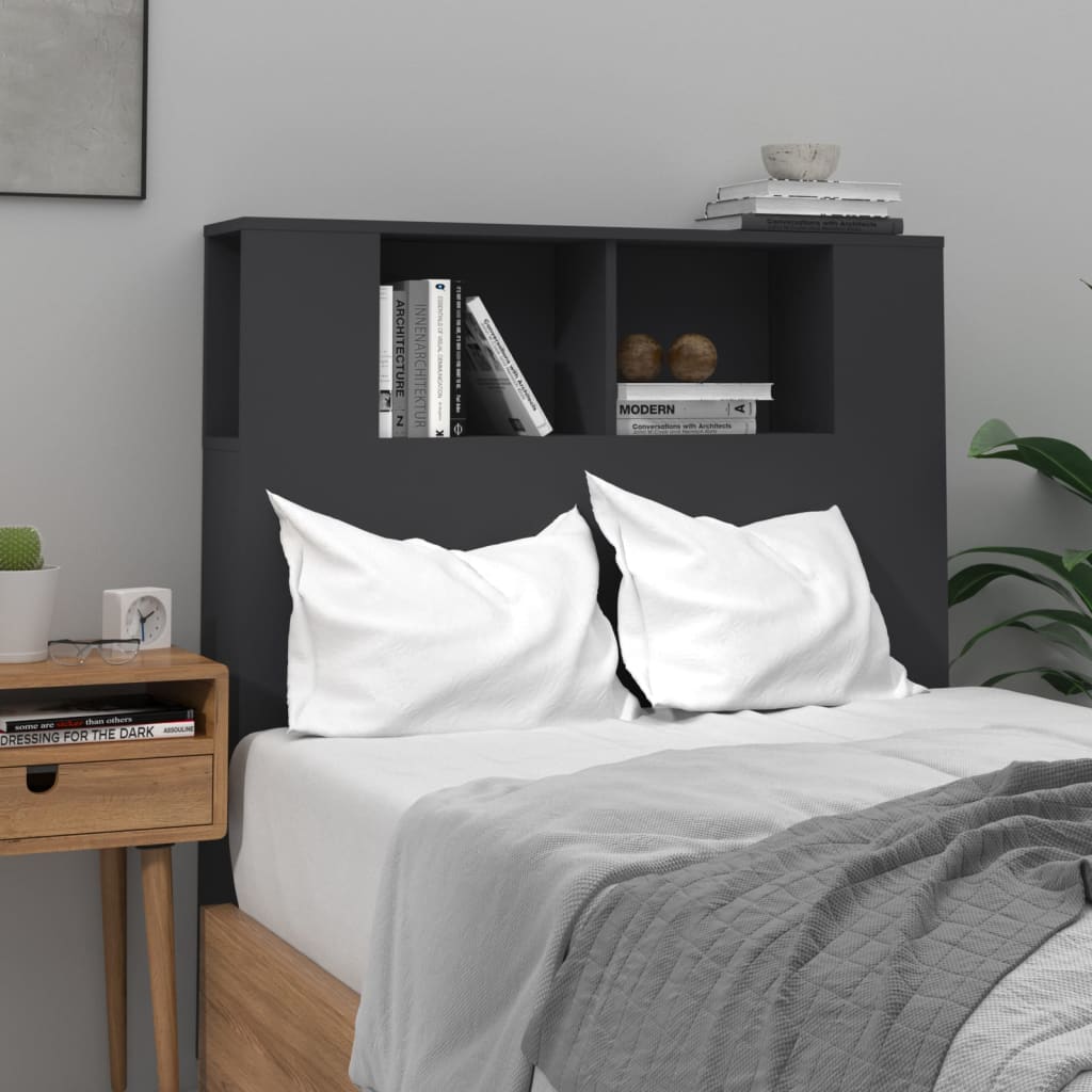 Berkfield Headboard Cabinet Black 100x18.5x104.5 cm