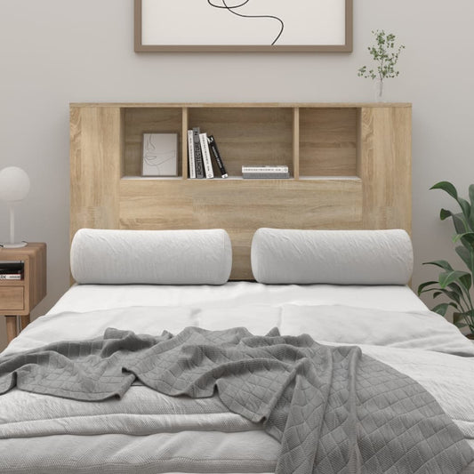Berkfield Headboard Cabinet White and Sonoma Oak 120x18.5x104.5 cm