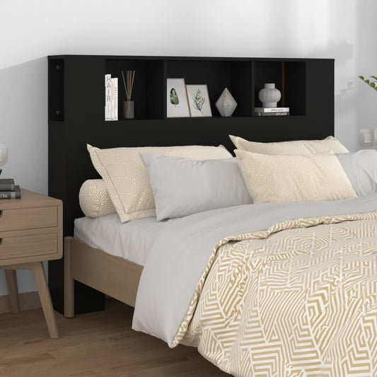 Berkfield Headboard Cabinet Black 140x18.5x104.5 cm