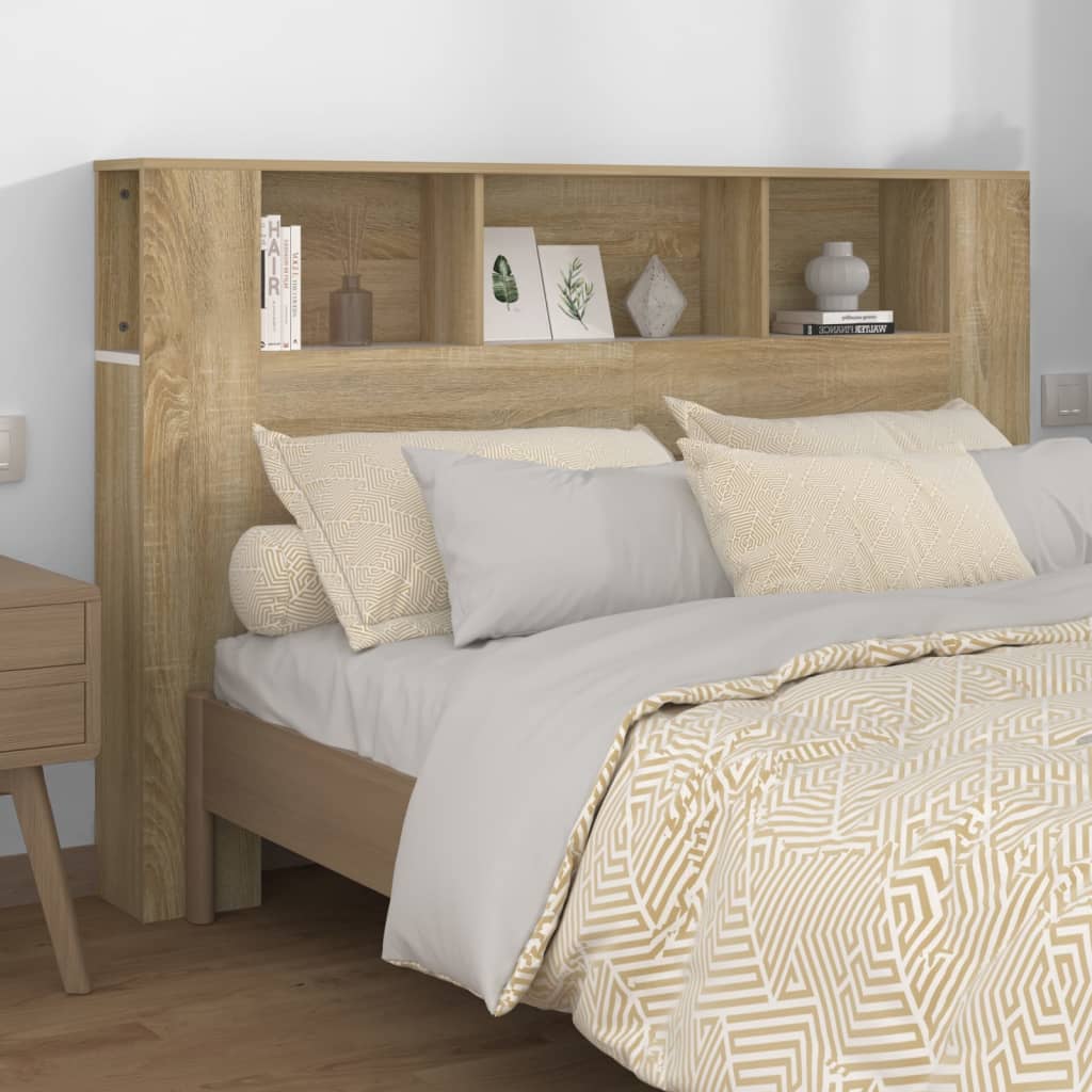 Berkfield Headboard Cabinet White and Sonoma Oak 160x18.5x104.5 cm