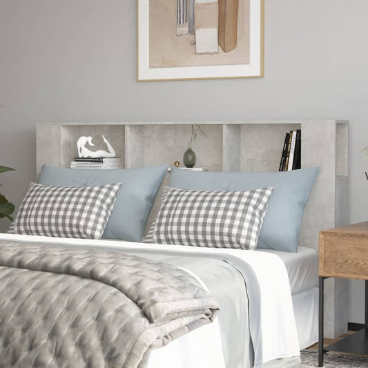 Berkfield Headboard Cabinet Concrete Grey 180x18.5x104.5 cm