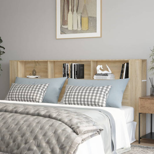 Berkfield Headboard Cabinet White and Sonoma Oak 220x18.5x104.5 cm