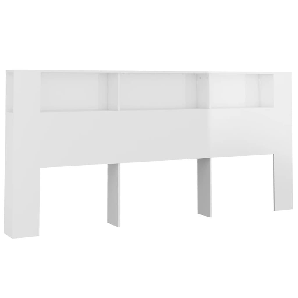 Berkfield Headboard Cabinet High Gloss White 220x18.5x104.5 cm