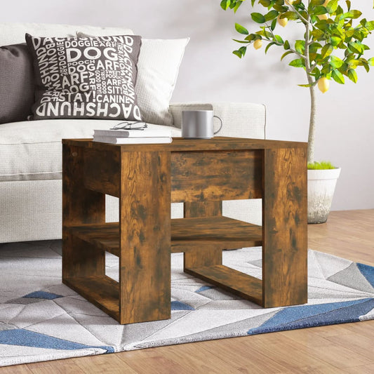Berkfield Coffee Table Smoked Oak 55.5x55x45 cm Engineered Wood