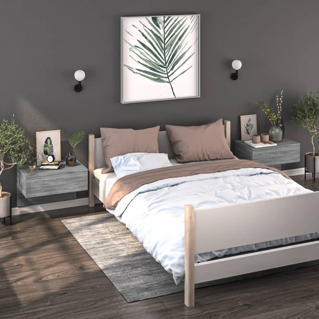 Berkfield Wall-mounted Bedside Cabinets 2 pcs Grey Sonoma