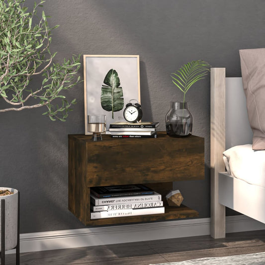 Berkfield Wall-mounted Bedside Cabinet Smoked Oak