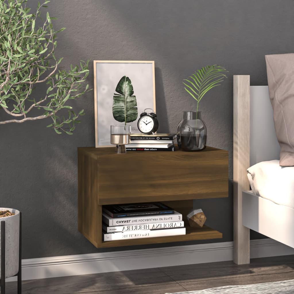 Berkfield Wall-mounted Bedside Cabinet Brown Oak