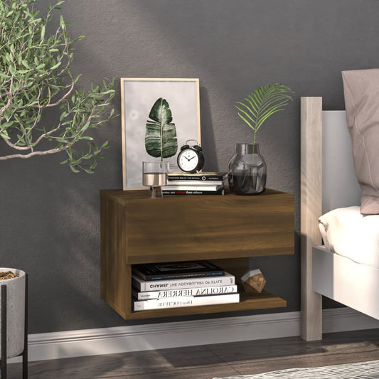Berkfield Wall-mounted Bedside Cabinet Brown Oak