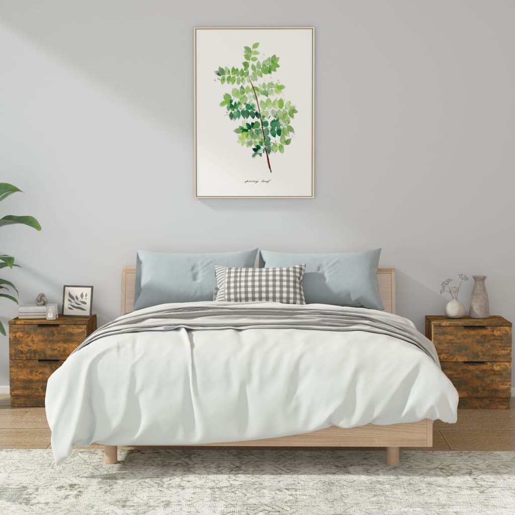 Berkfield Bedside Cabinets 2 pcs Smoked Oak Engineered Wood