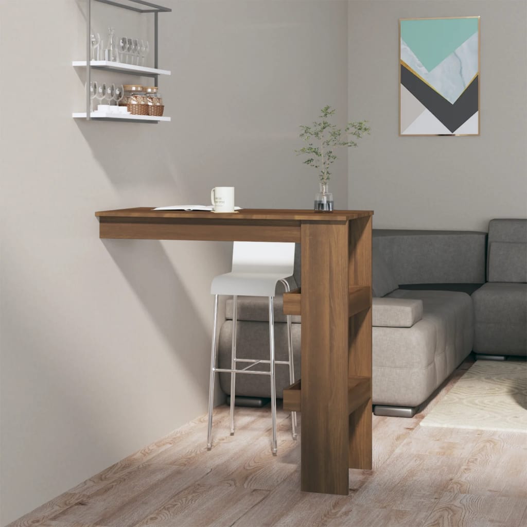 Berkfield Wall Bar Table Brown Oak 102x45x103.5 cm Engineered Wood