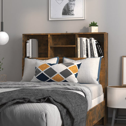 Berkfield Headboard Cabinet Smoked Oak 100x19x103.5 cm