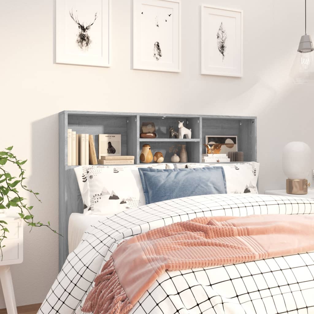Berkfield Headboard Cabinet Grey Sonoma 120x19x103.5 cm