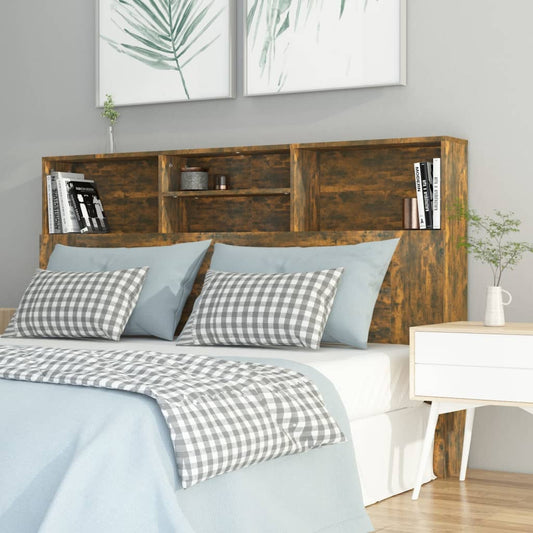 Berkfield Headboard Cabinet Smoked Oak 160x19x103.5 cm