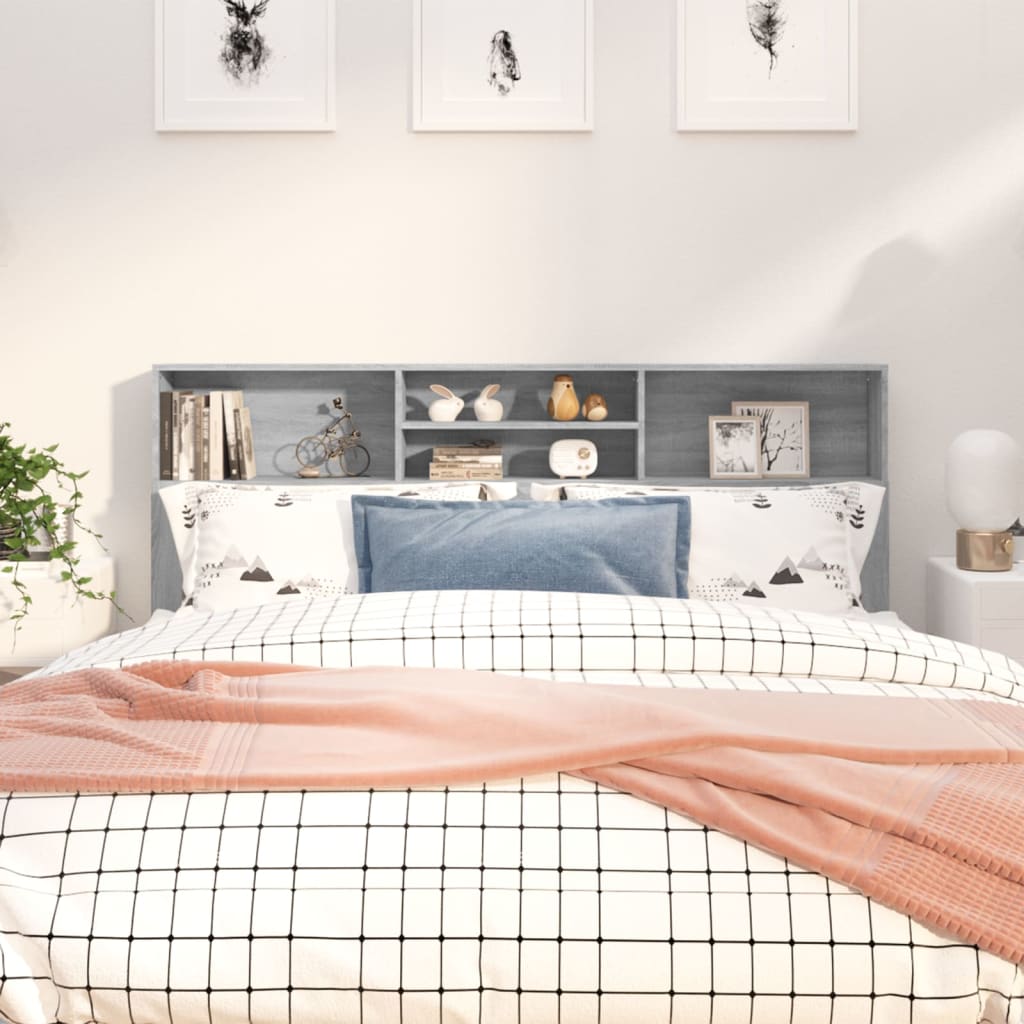 Berkfield Headboard Cabinet Grey Sonoma 180x19x103.5 cm