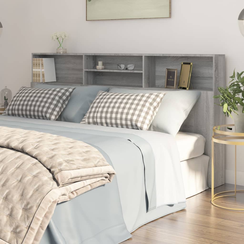Berkfield Headboard Cabinet Grey Sonoma 200x19x103.5 cm