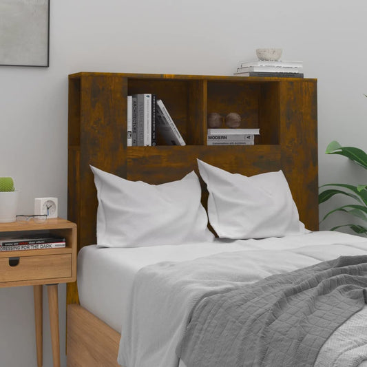 Berkfield Headboard Cabinet Smoked Oak 100x18.5x104.5 cm