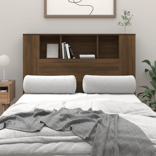 Berkfield Headboard Cabinet Brown Oak 120x18.5x104.5 cm