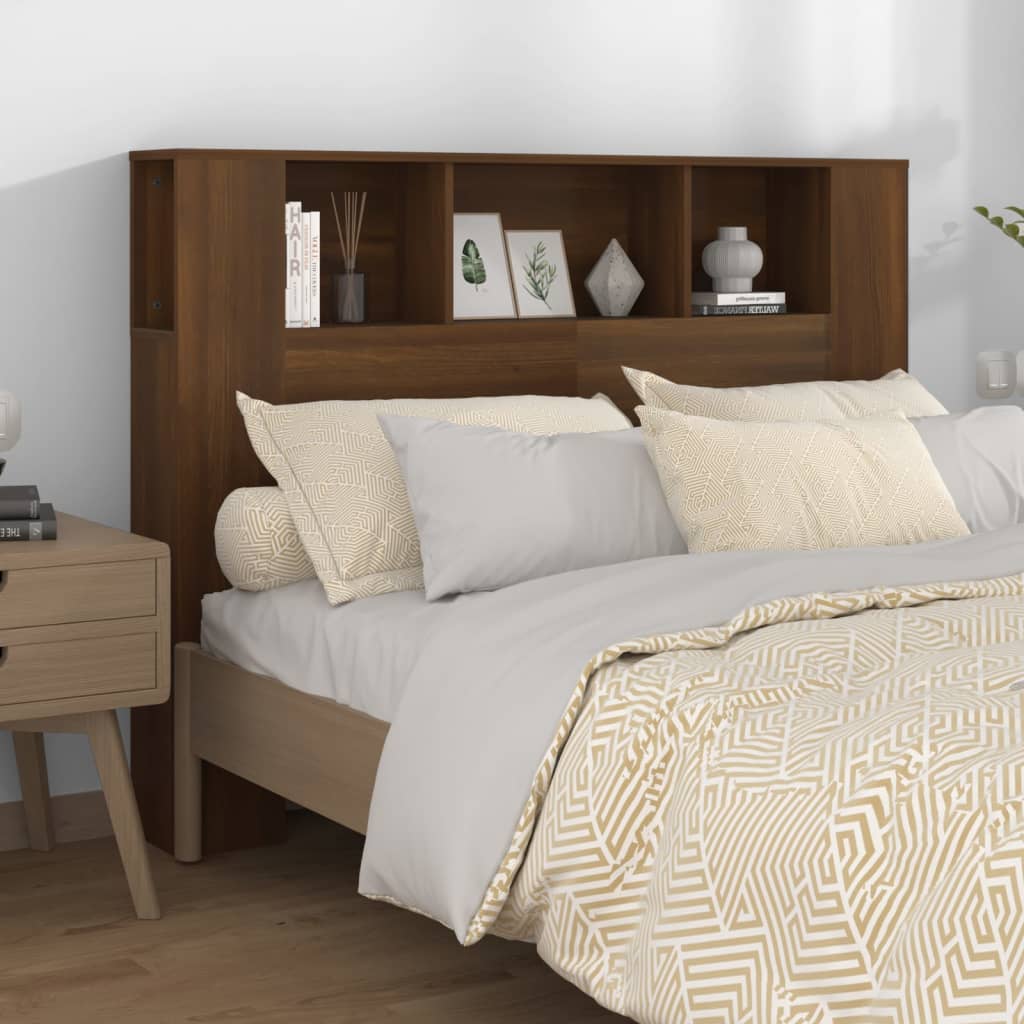 Berkfield Headboard Cabinet Brown Oak 140x18.5x104.5 cm