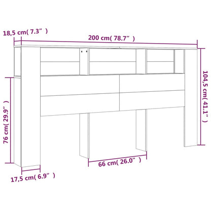 Berkfield Headboard Cabinet Grey Sonoma 200x18.5x104.5 cm