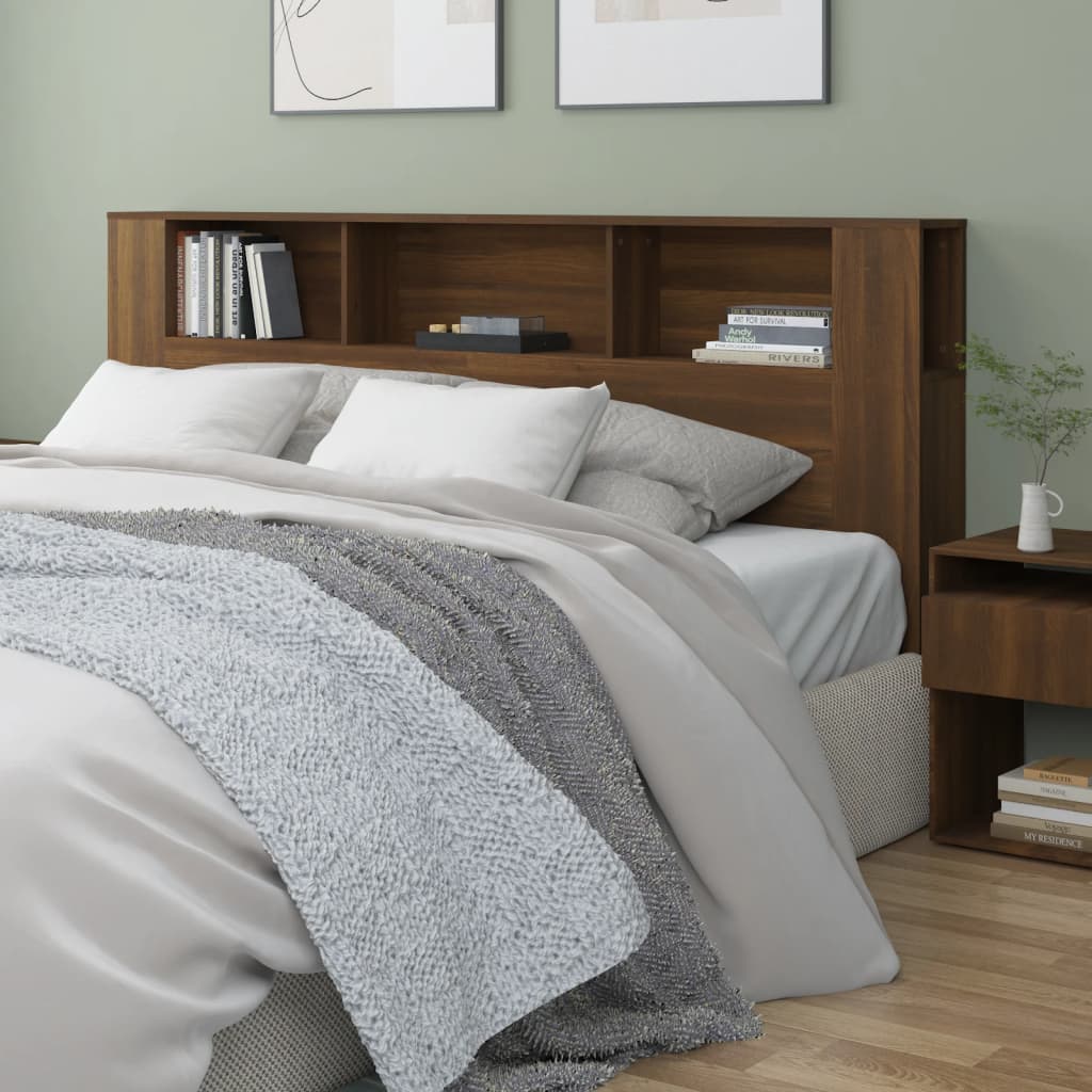 Berkfield Headboard Cabinet Brown Oak 200x18.5x104.5 cm