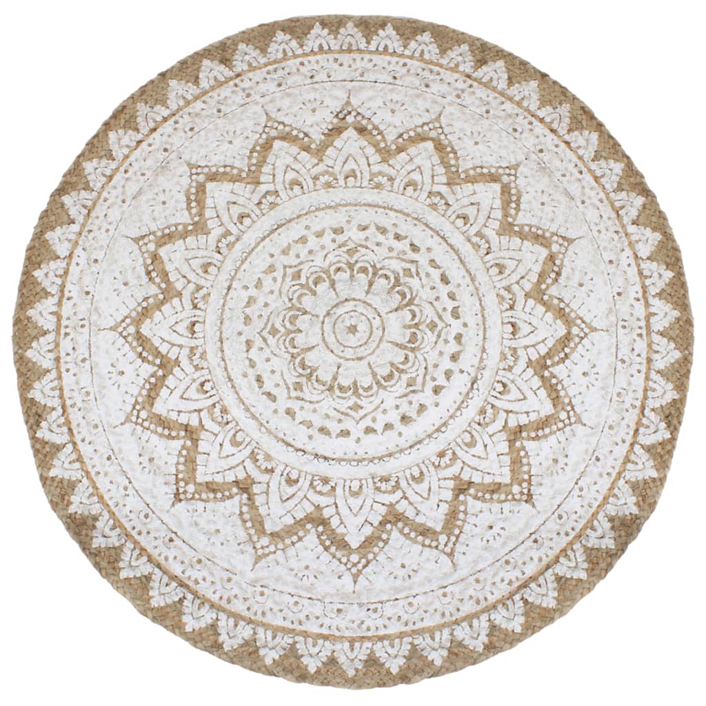 Berkfield Area Rug Braided Jute Printed 180 cm Round