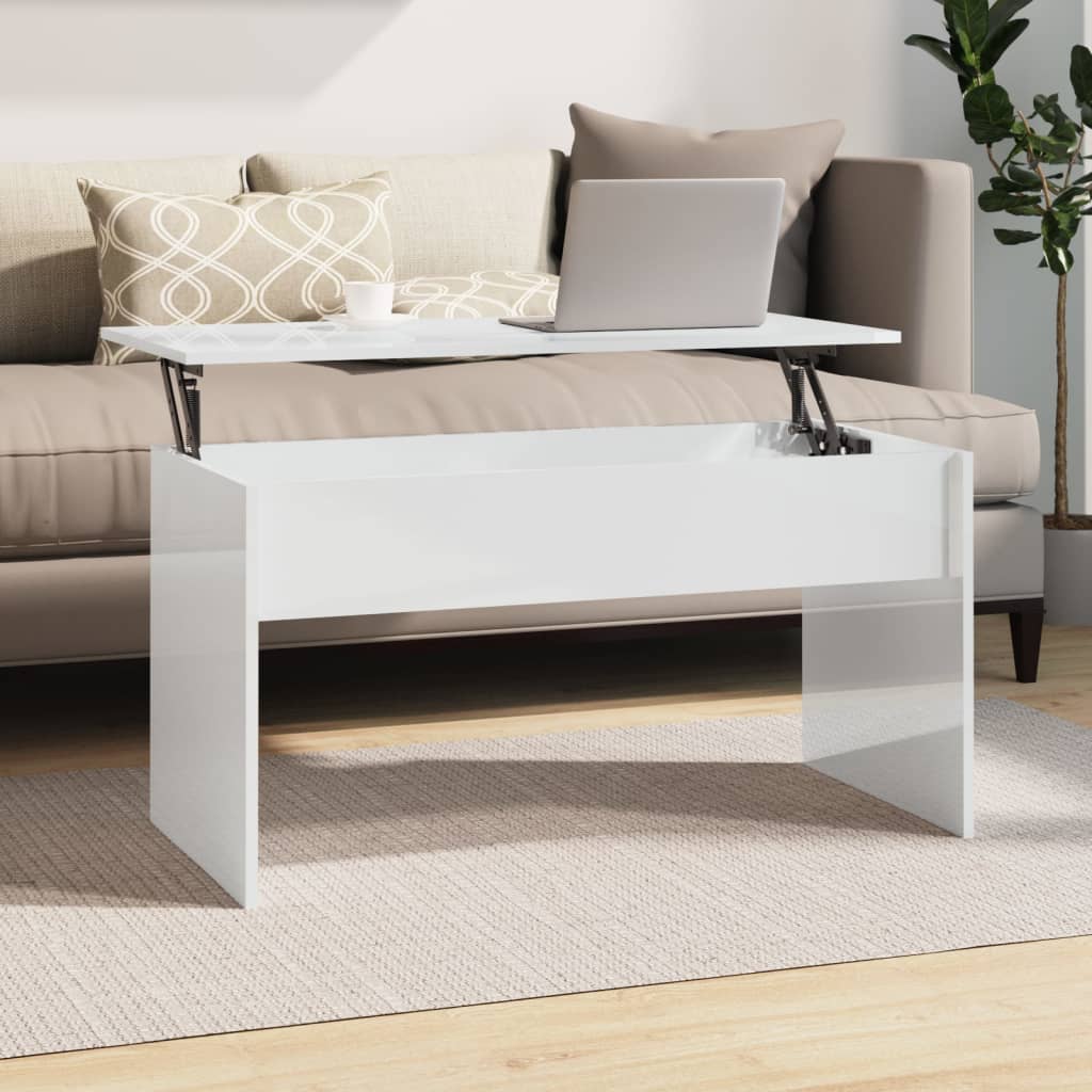Berkfield Coffee Table High Gloss White 102x50.5x52.5 cm Engineered Wood