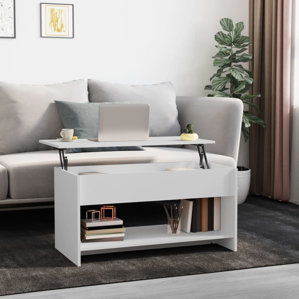 809647 Berkfield Coffee Table White 102x50x52,5 cm Engineered Wood