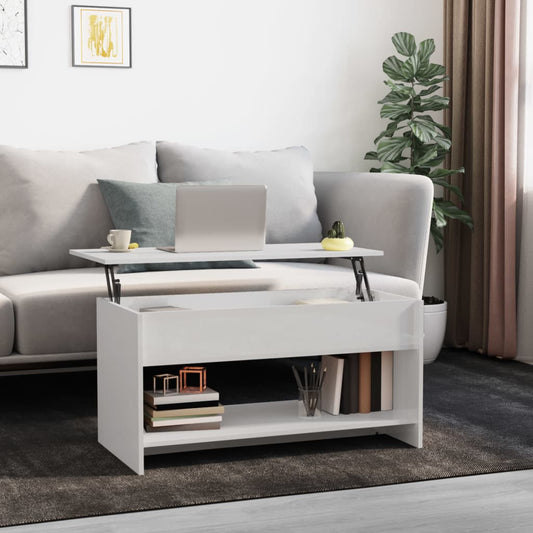 809653 Berkfield Coffee Table High Gloss White 102x50x52,5 cm Engineered Wood