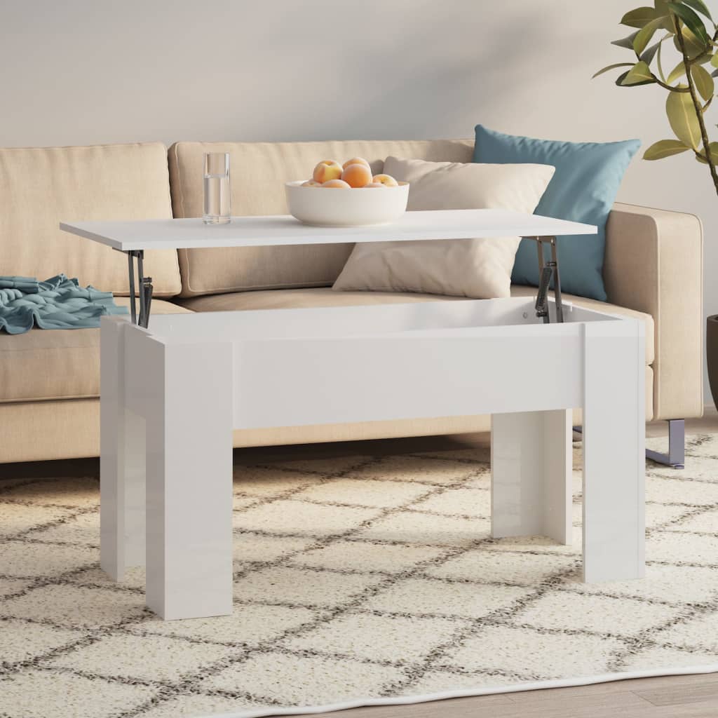 Berkfield Coffee Table High Gloss White 101x49x52 cm Engineered Wood