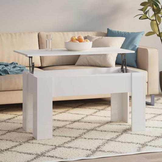 Berkfield Coffee Table High Gloss White 101x49x52 cm Engineered Wood
