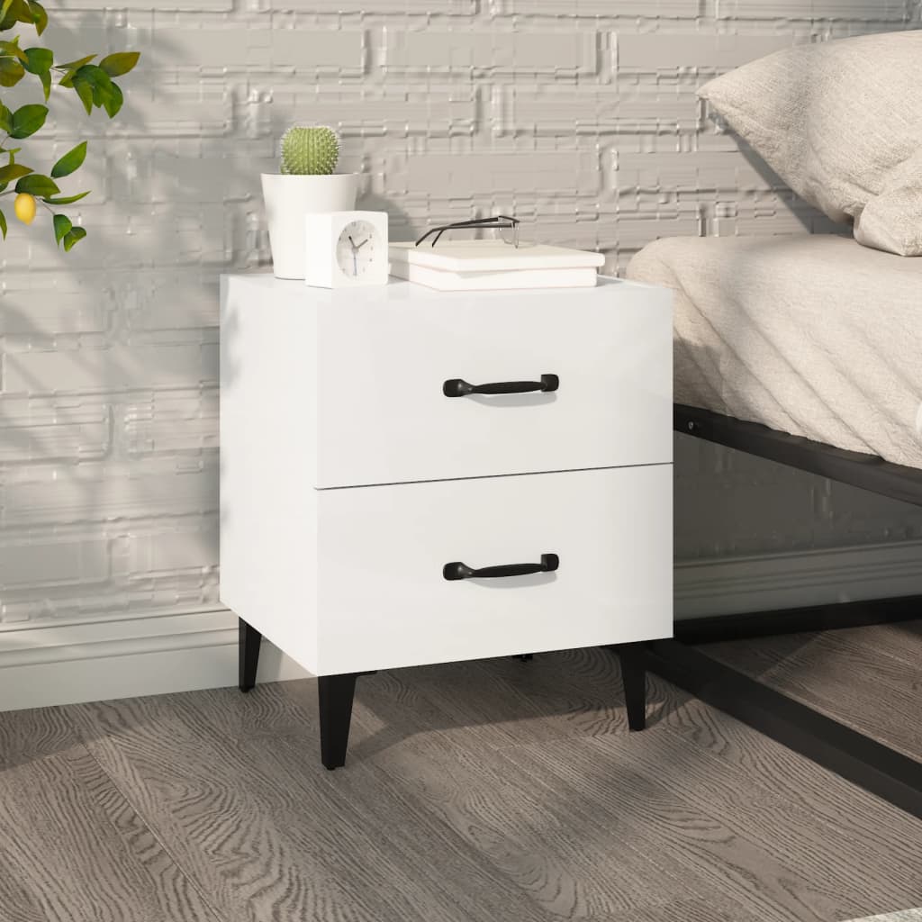 Berkfield Bedside Cabinet High Gloss White 40x35x47.5 cm