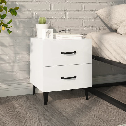 Berkfield Bedside Cabinet High Gloss White 40x35x47.5 cm