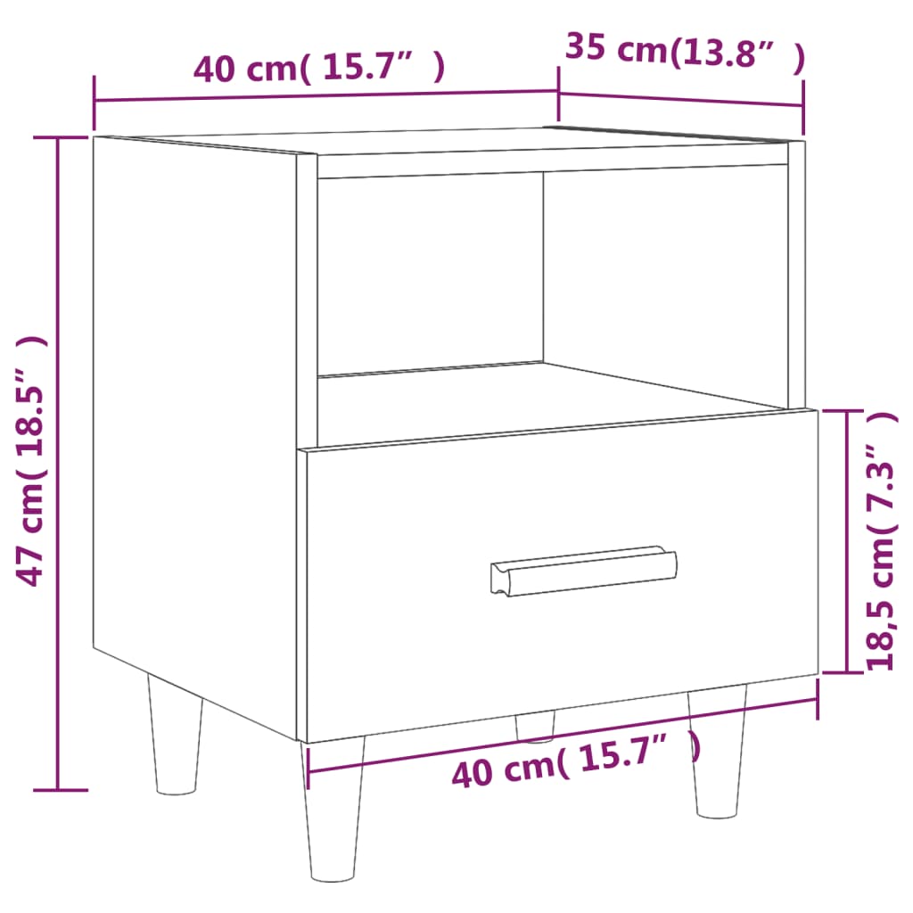Berkfield Bedside Cabinets 2 pcs Black 40x35x47 cm