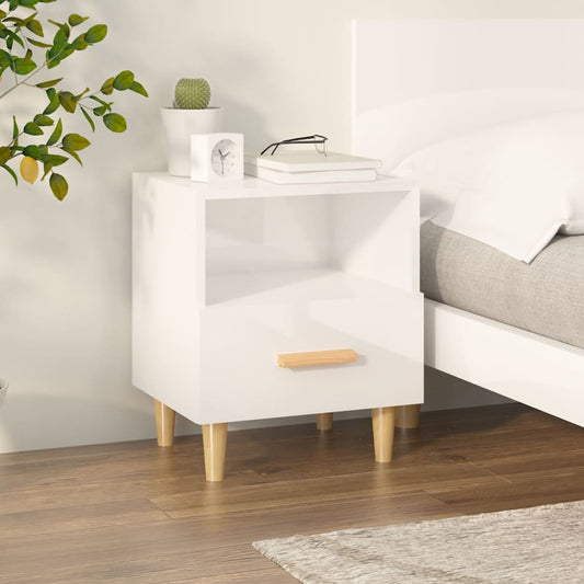 Berkfield Bedside Cabinet High Gloss White 40x35x47 cm