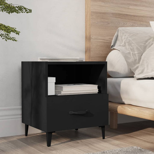 Berkfield Bedside Cabinet Black Engineered Wood