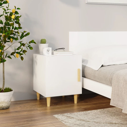Berkfield Bedside Cabinet High Gloss White Engineered Wood